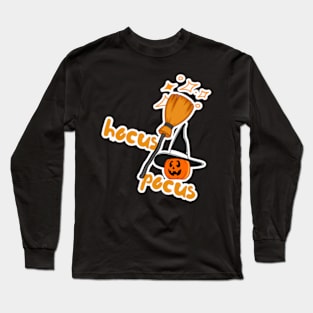 Halloween pumpkin with broom Long Sleeve T-Shirt